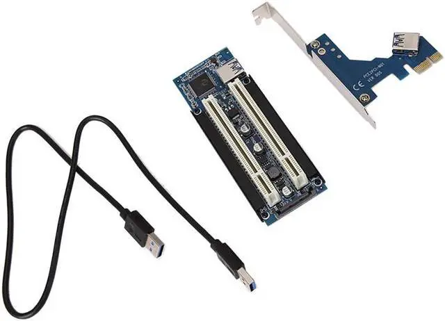 Alt view image 2 of 5 - PCI-E Express X1 to Dual PCI Riser Extend Adapter Card with 1M USB3.0 Cable for WIN2000/XP/Vista/Win7/Win8/LINUX Add Card