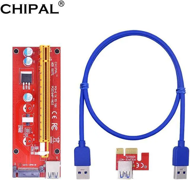 Main image of 100cm 60cm VER007S PCI-E Riser Card PCI Express PCIE X1 to X16 Extender Adapter USB 3.0 Cable 15Pin SATA Power for BTC LT