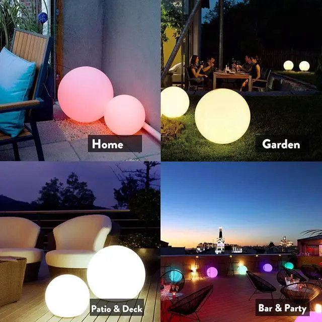 Alt view image 5 of 5 - LED Ball Night Light, Rechargeable LED Orb Light, Remote Control, 16 RGB Colors Bedside Lamp for Kids Gifts