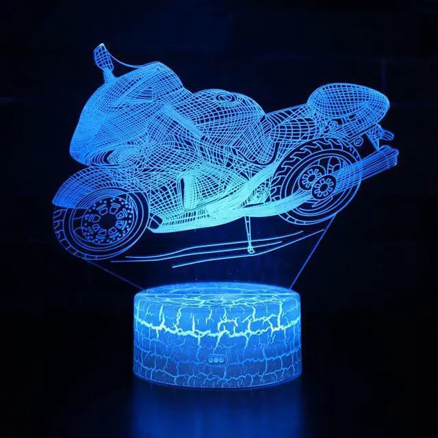 Alt view image 2 of 5 - Motorcycle 3D Illusion Lamp With Remote Control Room Decoration Lampe Dirt Bike Night Lights For Birthday Xmas Gifts