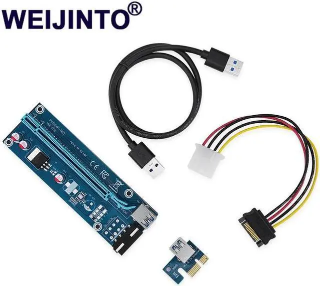 Main image of lowest price PCI Express Riser Card PCI-E 1x to 16x Extender USB 3.0 data Cable&SATA to 4Pin IDE Molex Power cable  006