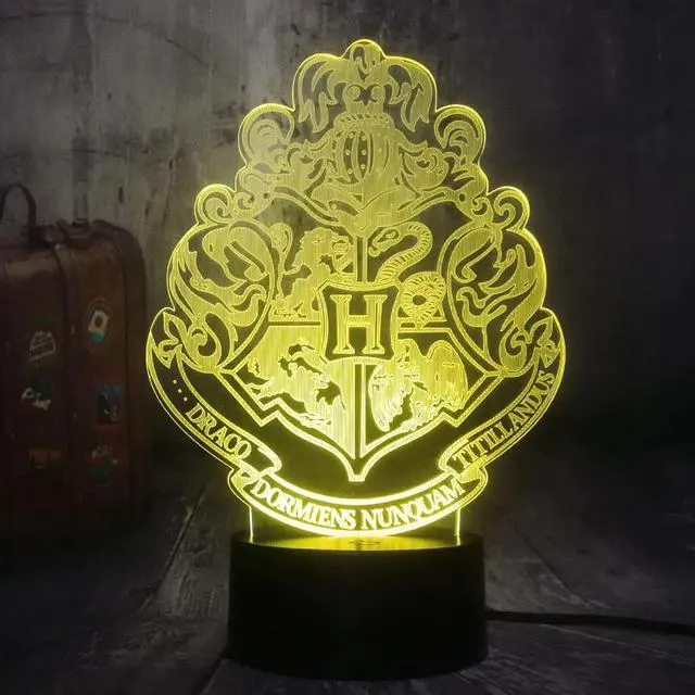 Alt view image 3 of 5 - Movie Fans HOGWARTS Magic School Emblem Logo 3D illusion LED Night Light Mood Desk Lamp Home Decor Kids Toy Christmas Lamp