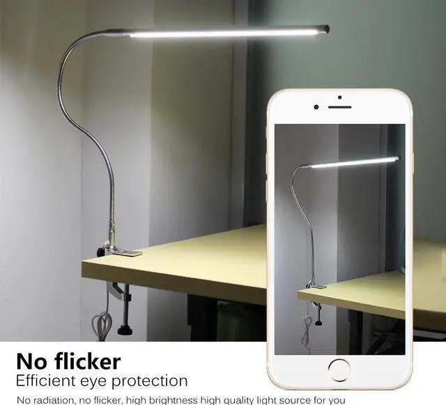 Alt view image 3 of 5 - Arm Table Lamp 48 LEDs Clip Mounted Office LED Desk Lamp USB Flexible Gooseneck Eye-protection Reading Lamps for Work Study
