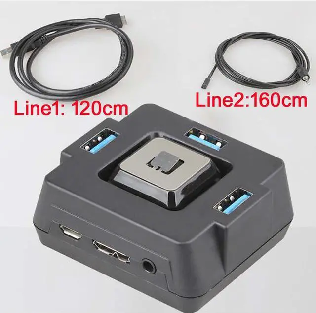 Alt view image 4 of 5 - Desktop PC Switch 3 Port USB 3.0 With Audio Sould Computer Switch External Power Switch Reset Button Plug and Play