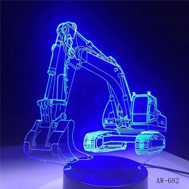 Alt view image 7 of 7 - 3D Excavator Night Light LED Table Lam 7 Colors USB Novelty Car Shape Desk Bedside Nightlight Deco Lamps For Kids Gift AW-682