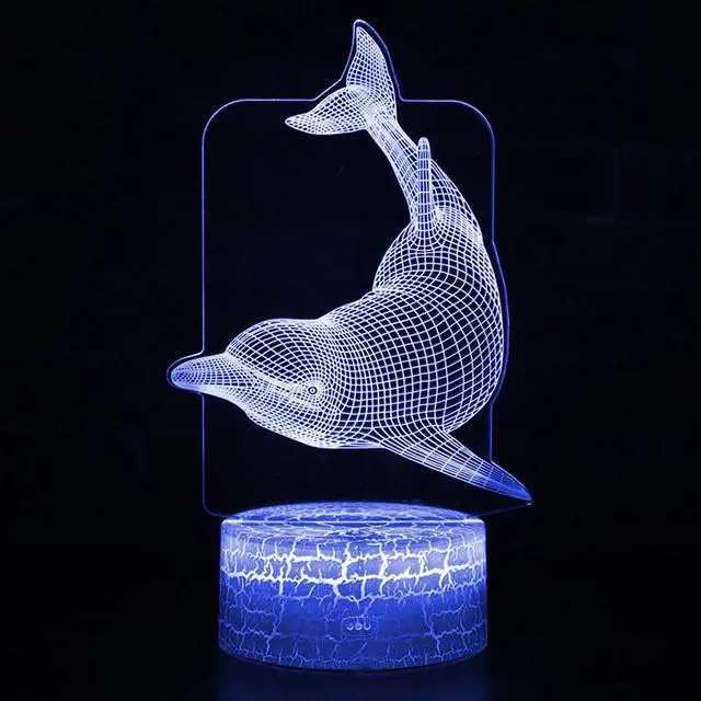 Alt view image 4 of 5 - / Touch Control 3D LED Night Light LED Table Desk Lamp Dolphin LED Night Light Color Change 3D LED Light for Kids Gift 30