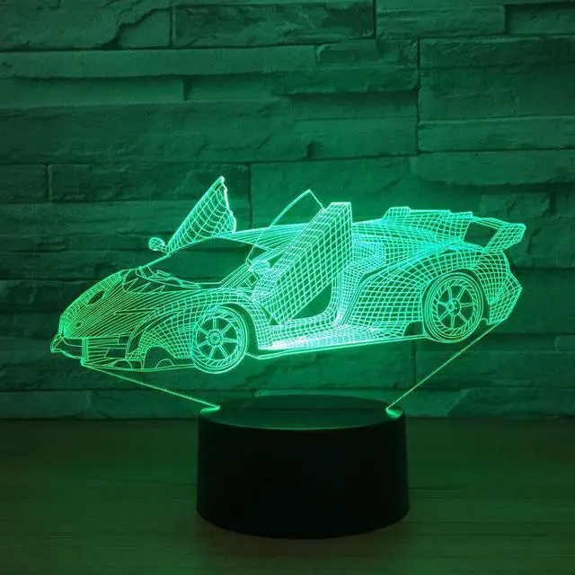 Alt view image 5 of 5 - Cool Super Car Acrylic 3D Lamp 7 Color Change Small Night Light Baby Color lights LED USB Desk lamp Atmosphere Night Decor lamp