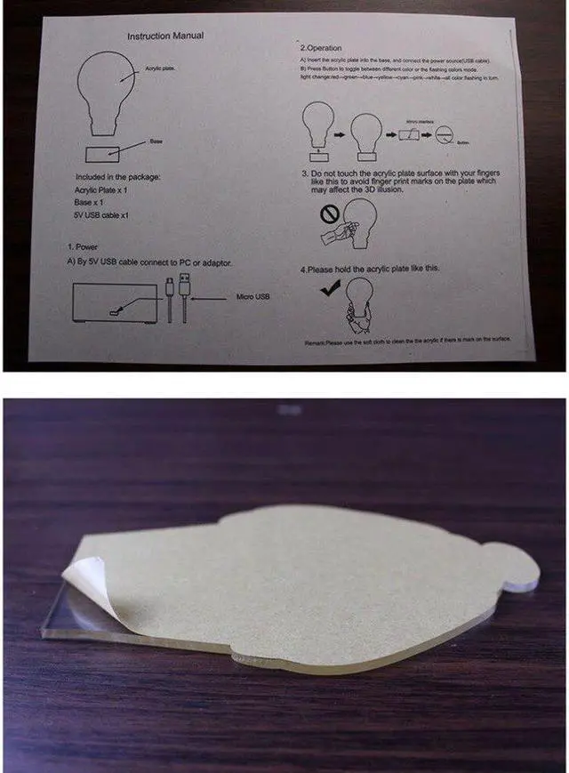 Alt view image 4 of 5 - Series 3D Stereo Vision Lamp Acrylic 7 Colors Changing USB Bedroom Bedside Night Light Desk Lamp Gifts