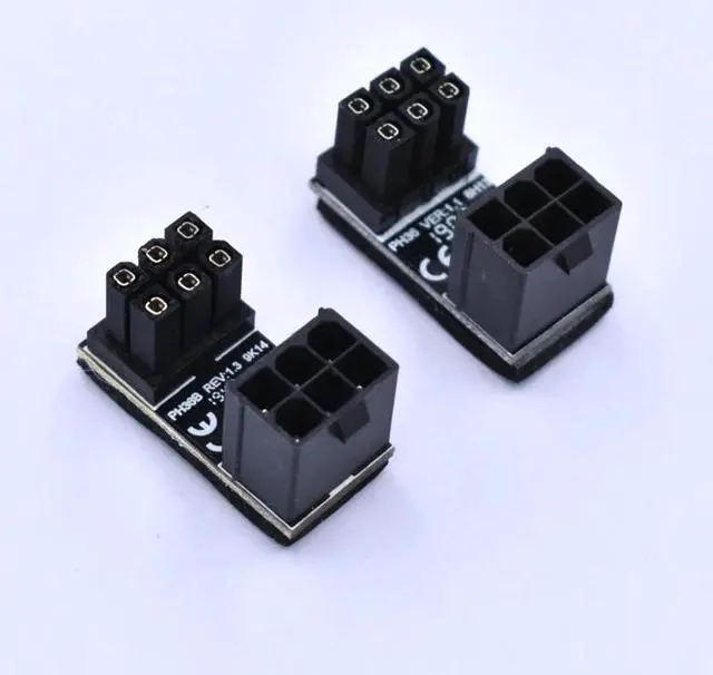 Alt view image 2 of 2 - 2pcs/lot 90 Degree Right Angle PCI-E 6Pin/8pin GPU Power Female to Male Adapter for Desktop PC Graphics card