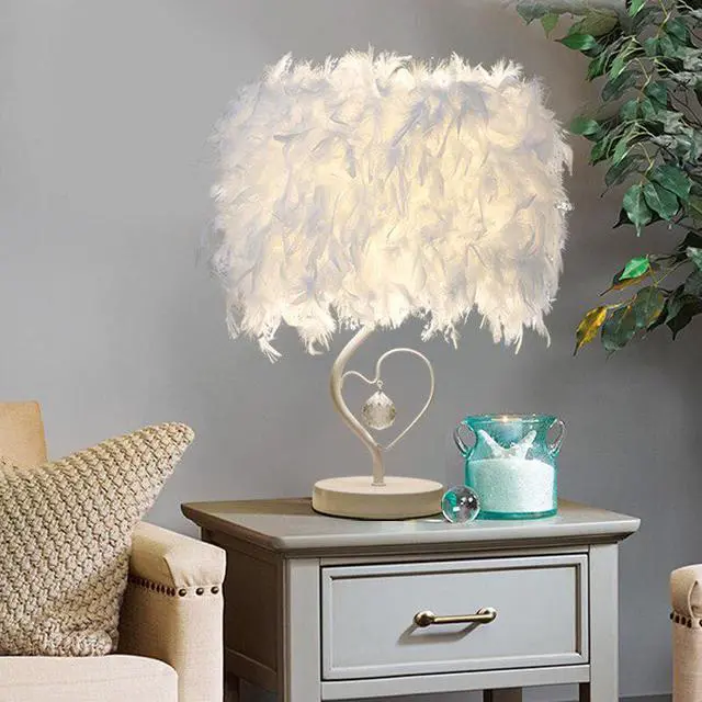 Alt view image 2 of 5 - Table Lamp Feather Lamp Bedside Lamp Living Room Bedroom Lamp Crystal Nordic Romantic Desk Lamp US EU Plug E27 Led Light