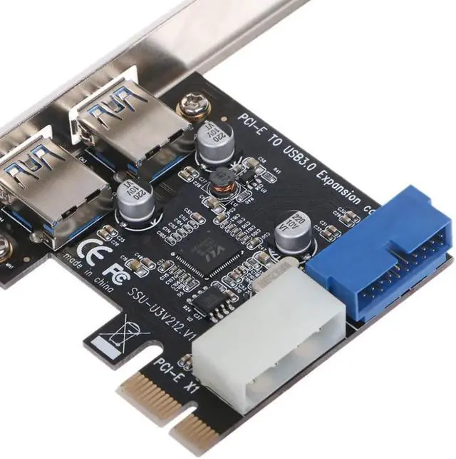Alt view image 5 of 5 - PCI Express USB 3.0 2 Ports Front Panel with Control Card Adapter 4-Pin & 20 Pin Feb6