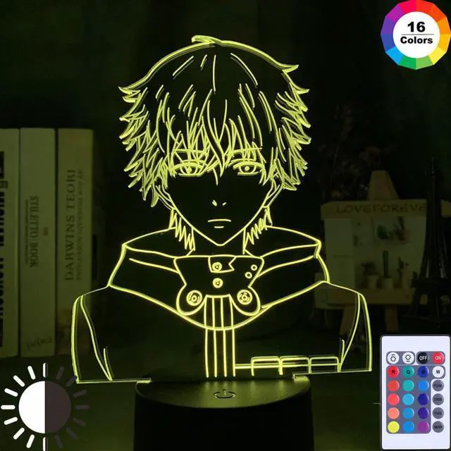 Alt view image 3 of 5 - 3D Led Night Light Tokyo Ghoul Ken Kaneki Face Nightlight for Reading Room Decor Light Anime Gift for Birthday Table Lamp Usb