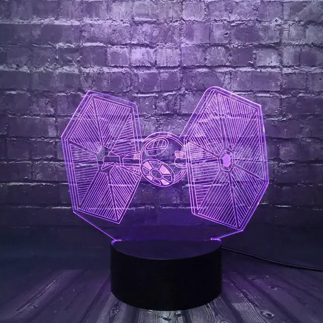 Alt view image 5 of 5 - Wars cartoon 3D USB LED Lamp Toys Cartoon Tie Fighter Desk lamp Visual Night Light Table dimmer Kids Christmas Day toys