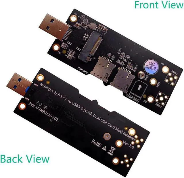 Main image of M.2 to USB 3.0 Adapter Expansion Card with Dual NANO SIM Card Slot for WLAN/LTE 3G/4G/5G Module Support M.2 key B 3042/3052