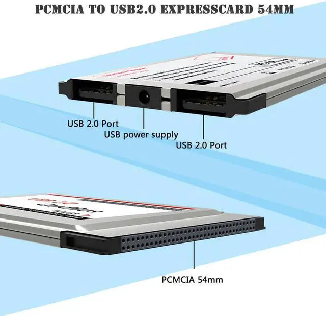 Alt view image 4 of 5 - PCMCIA to USB 2.0 CardBus Converter 2-Ports PCI ExpressCard Adapter post card Add On Cards  Accessories