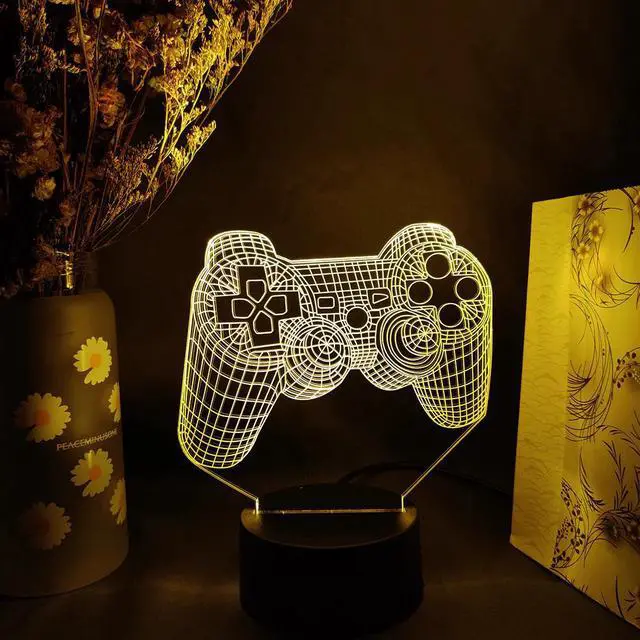 Alt view image 2 of 5 - 3D Vision Lamp Cool Gift for Game Fans Console Handle Image 7 Color Changing Touch Sensor Night Lamp for Bedroom Decoration