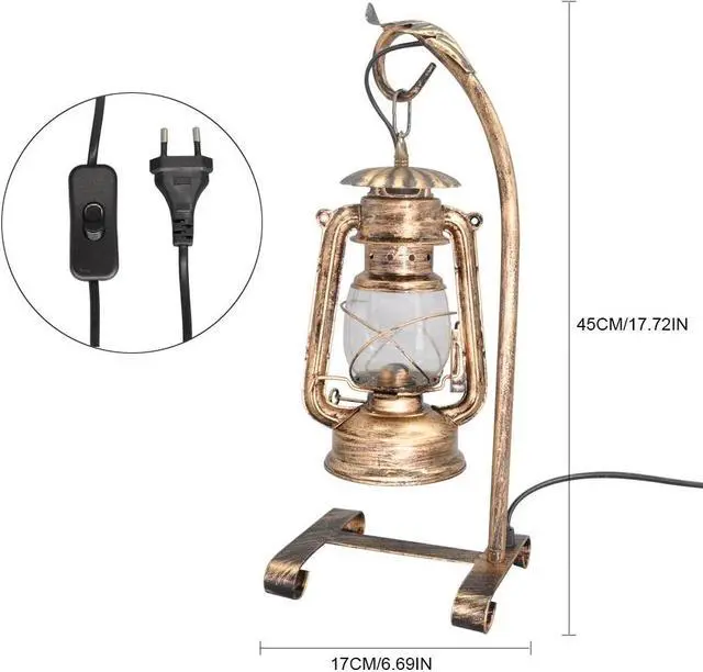 Alt view image 3 of 4 - American Vintage Candle Table Light with Plug,Old Design Kerosene Lamp Table Nightstand Lighting for Bedside Study Cafe