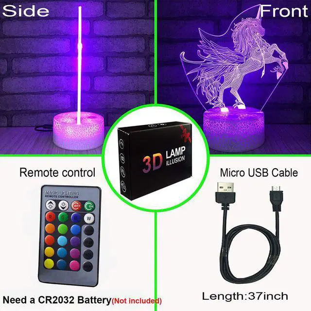 Alt view image 5 of 5 - 3D Night Light Remote Or Touch Control 3D LED Unicorn Shaped Table Desk Lamp Xmas Home Decoration Lovely Gifts For Kids D30