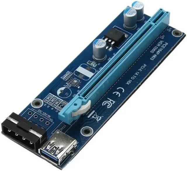 Alt view image 2 of 5 - USB 3.0 PCI-E Riser card PCIE Express 1X 4x 8x 16x Extender Riser Adapter Card SATA 15pin to 4 pin molex Power Cable
