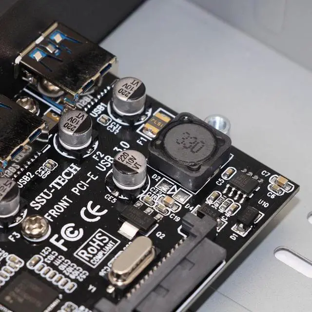 Alt view image 4 of 5 - FU3401 PCI-E to 4 Ports USB 3.0 5Gbps PCI Express Expansion Card Adapter Hard Disk Cable Converter Splitter Hub for Desktop