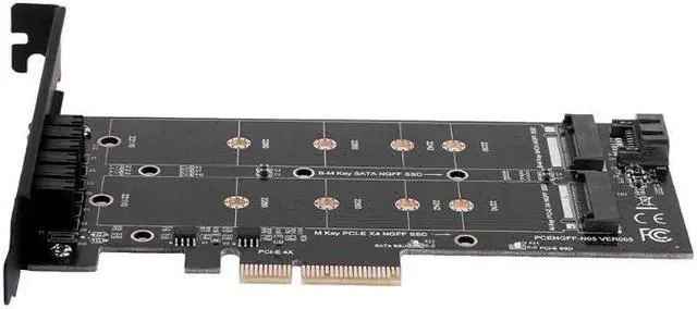 Alt view image 5 of 5 - 4X to NGFF SSD Solid State Disk Adapter Card B-key+M-key M.2 NGFF+NVME Dual Interface PCIE Adapter Card with Back plate