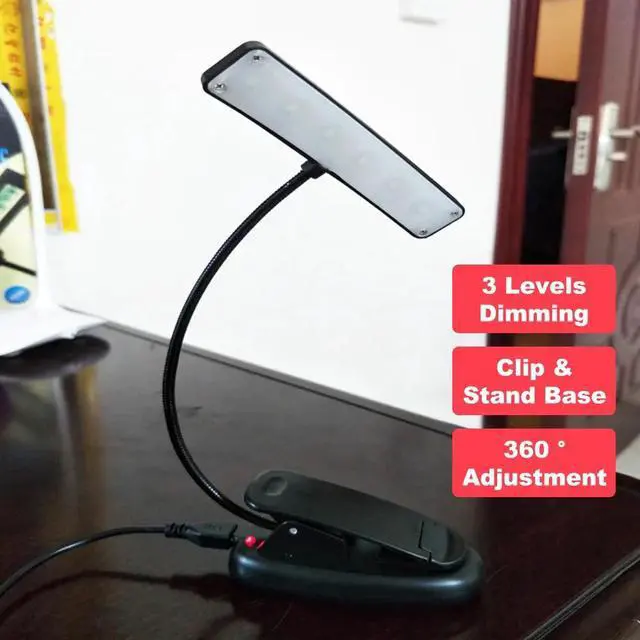 Main image of Light Tablet Flexible Stand Eye-Friendly Clip-on Reading Lamp Portable Sheet Music Score Adjustable Rechargeable Desk