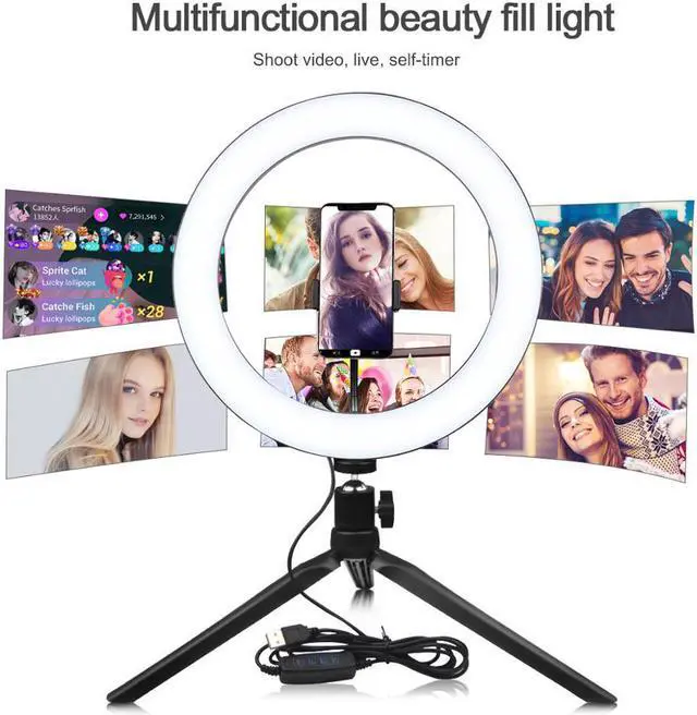 Alt view image 5 of 5 - Ring Desk Lamp USB Port NEW Photography Selfie  Light Dimmable Table Desk Lamp for Bedside Read Study Luminaria De Mesa