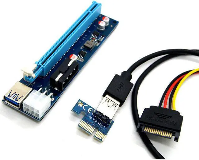 Alt view image 2 of 5 - PCI-E Express 1x To 16x Extender Riser Card Adapter SATA 6Pin Cable#T3