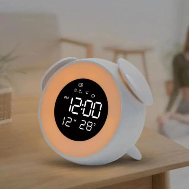 Alt view image 4 of 5 - Bedside Clock USB Electronic Table Alarm Clock Wake Up Light Alarm Clock Night Light Bedroom Lamp