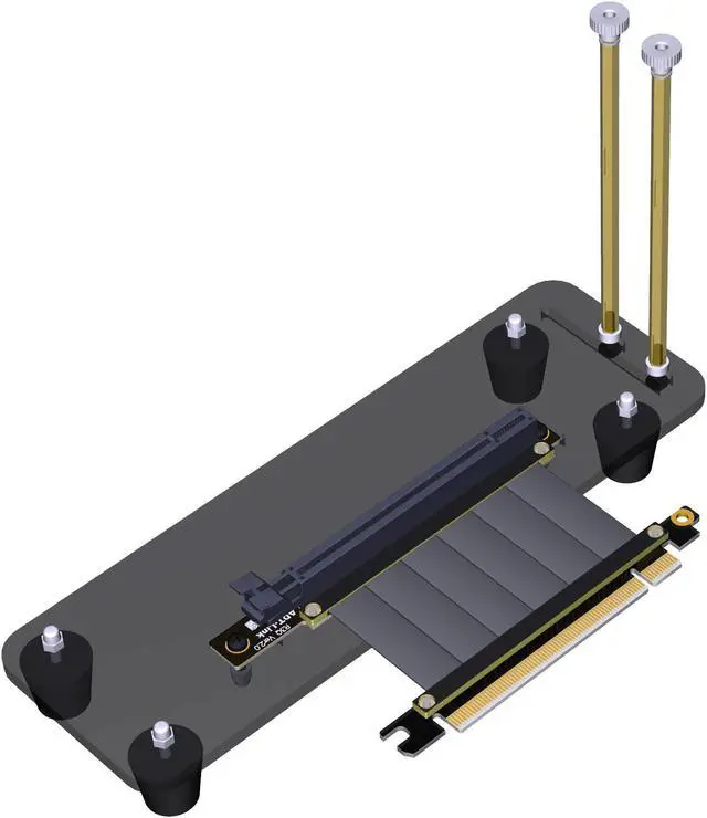 Alt view image 2 of 5 - PCI-E 3.0 16X Graphics Card Vertical Kickstand Base Bracket w PCIE Riser Extension Cable R33SQ for DIY ATX Chassis Case