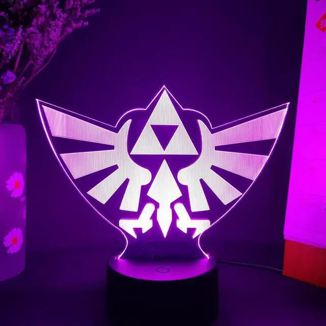 Alt view image 7 of 7 - Game The Legend of Zelda LOGO Silhouette 3D Illusion Lamp Gaming Room Computer Desktop Setup LED Sensor Night Light