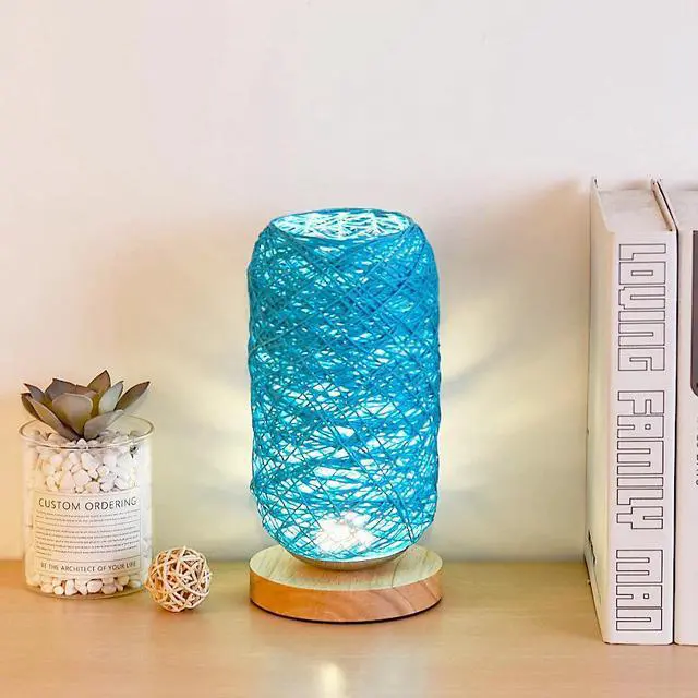 Alt view image 4 of 5 - Europe Wood Rattan Twine Creative Rechargeable LED Night Light Room Home Art Decoration Desk Light Full Light Shading