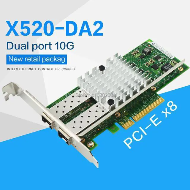 Main image of X520-DA2 10GBase PCI Express x8 82599ES Chip Dual Port Ethernet Network Adapter E10G42BTDA,SFP not included
