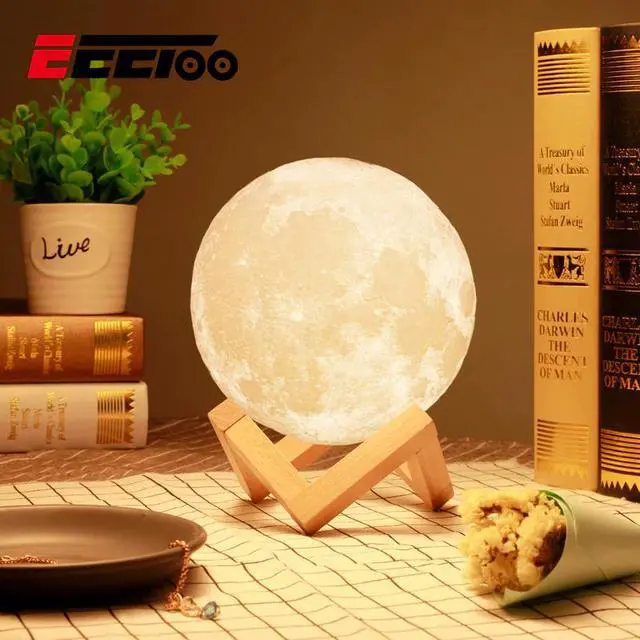 Main image of 3D Print Moon Lamp LED Luminaria Table Lamp Touch Switch USB Led Moon Light Bedroom Decor Desk Light Christmas Gift