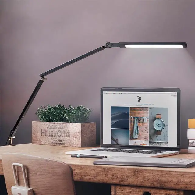 Alt view image 3 of 5 - Remote Control Manicure Office Desk Lamp with Clip AC110V-220V Golden Silver Black Eye Care Flexible Arm Table Lamps for Student