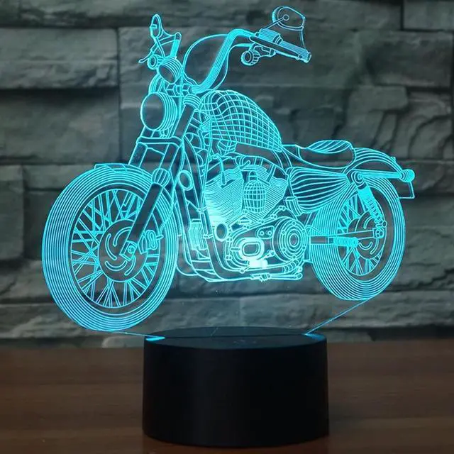 Alt view image 6 of 7 - 3D Illusion Lamp Motorcycle Model Night Light Touch Sensor 7 Colors Changing Atmosphere Lamp with USB Cable for Boys Kids Bedroo