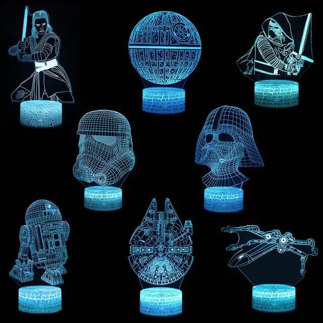 Main image of 3D illusion LED Night Lights Star Series Wars The Rise of Skywalker Desk Lamp Kylo Ren BB8 Millennium Falcon Model Lampen Gifts