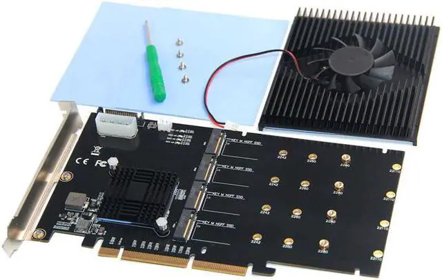 Main image of on Cards Adapter M.2 Raid Controller/Ssd/Card Pci-E/Pcie M.2 Ssd Cooling Heatsink Pcie X16 for M.2 2280 Nvme Ssd +Fan