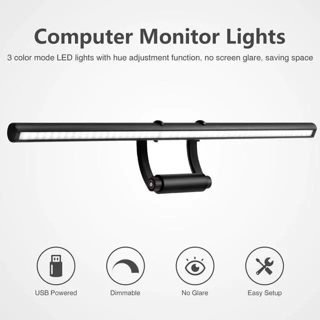 Alt view image 2 of 5 - LED Computer Light Table Desk Lamp Dimmable Office Eye Protection Night Light Computer Screen Monitor Hanging Light Bar