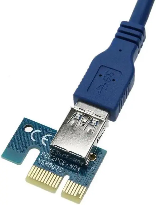 Alt view image 5 of 5 - USB 3.0 PCI-E Riser card PCIE Express 1X 4x 8x 16x Extender Riser Adapter Card SATA 15pin to 4 pin molex Power Cable