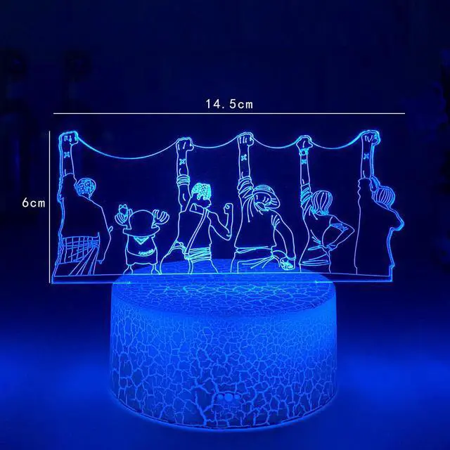Alt view image 5 of 5 - Piece Night Light Luffy Sanji Zoro Nami 3D LED Illusion Table Lamp Touch Optical Action Figure Lamp Bedside Decor Desk Lamps