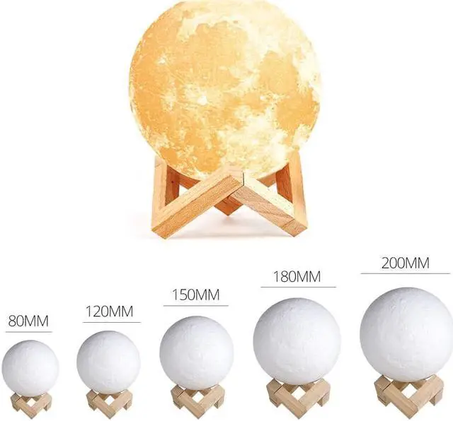 Alt view image 3 of 5 - 3D Print Moon Lamp LED Luminaria Table Lamp Touch Switch USB Led Moon Light Bedroom Decor Desk Light Christmas Gift