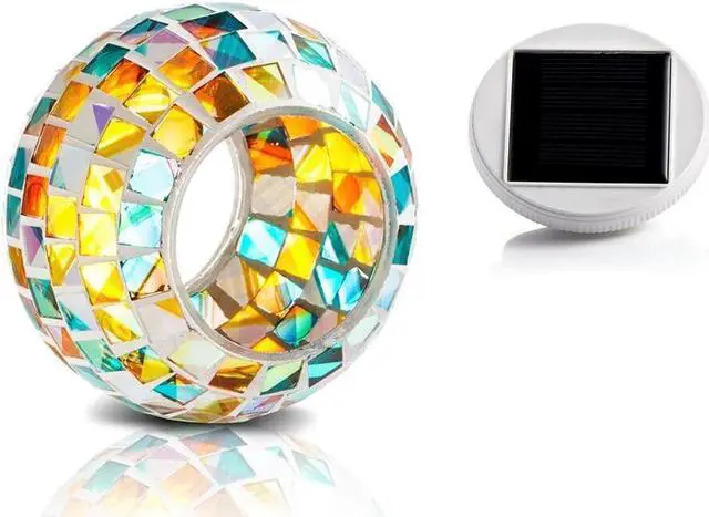 Alt view image 2 of 5 - Powered Mosaic Glass Ball Garden Lights, Color Changing Table Lamps, Outdoor Lights for Parties Decorations