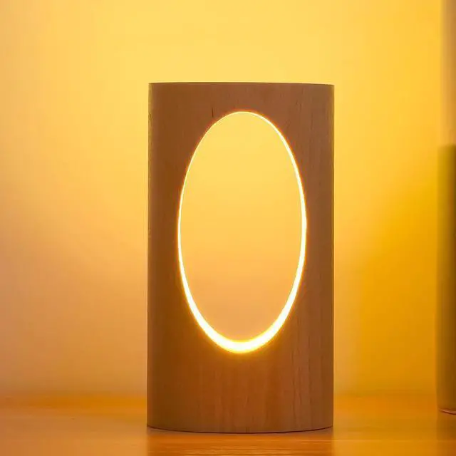 Alt view image 4 of 5 - LED Wood Desk Lamp, Bedroom Bedside Night Light, Dimmable Led Lighting, Creative Home Decor Table lamp, Unique House w