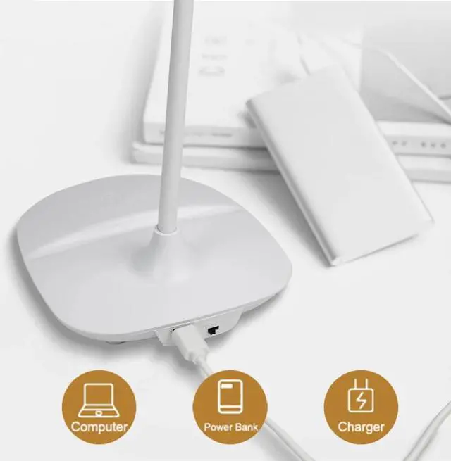 Alt view image 4 of 5 - Desk Lamp Touch Control 3 Modes Brightness Eye-Caring  Table Lamp With USB Charging Port Phone Holder For Living Room