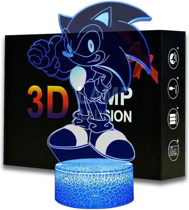Main image of Cartoon Night Light ABS Base With Acrylic Light Borad Optical illusion Sonic the Hedgehog Amine Desk Lamp