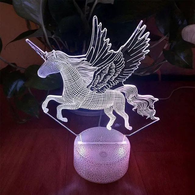 Alt view image 3 of 5 - 3D Night Light Unicorn Touch Remote Control Colorful Table Lamp Creative Gift Light Adorable Night light
