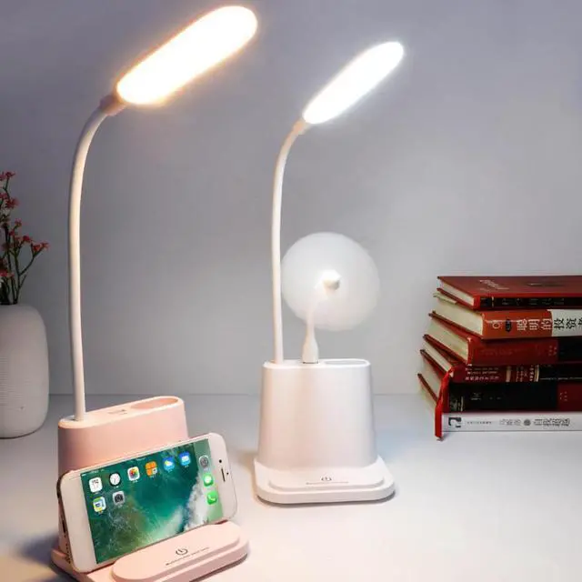 Alt view image 4 of 5 - LED Touch Desk Lamp USB Rechargeable Bedroom Table Light Mobile Phone Bracket Pen Holder Reading lamp