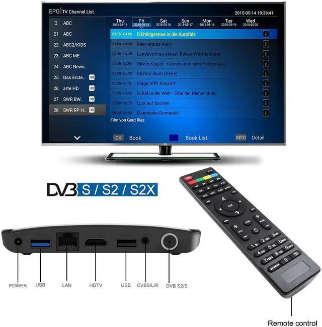 Alt view image 3 of 5 - Satellite Receiver DVB S2/S2X Android 9.0 2GB 16GB Amlogic S905X2 WiFi 4K TV Box PVR Recording Youtube M8S PLUS Console