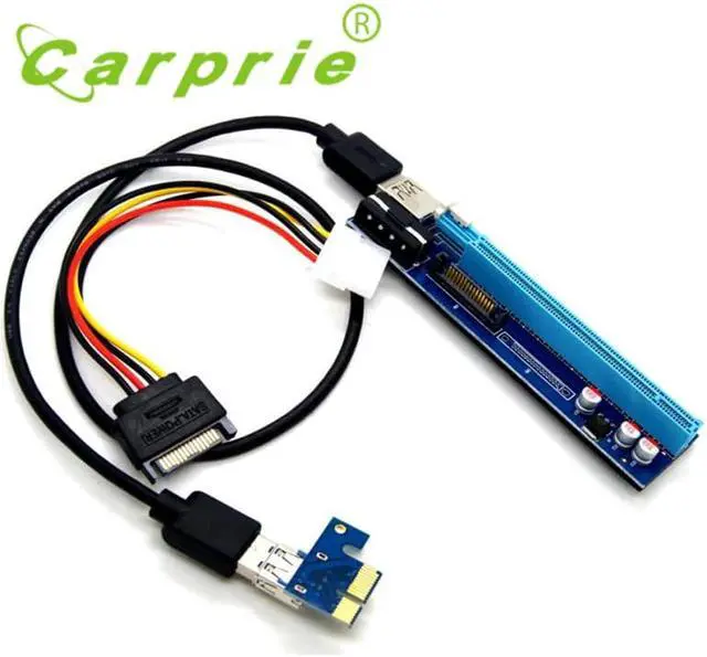 Alt view image 3 of 5 - PCI-E Express 1x To 16x Extender Riser Card Adapter SATA 6Pin Cable_KXL0623